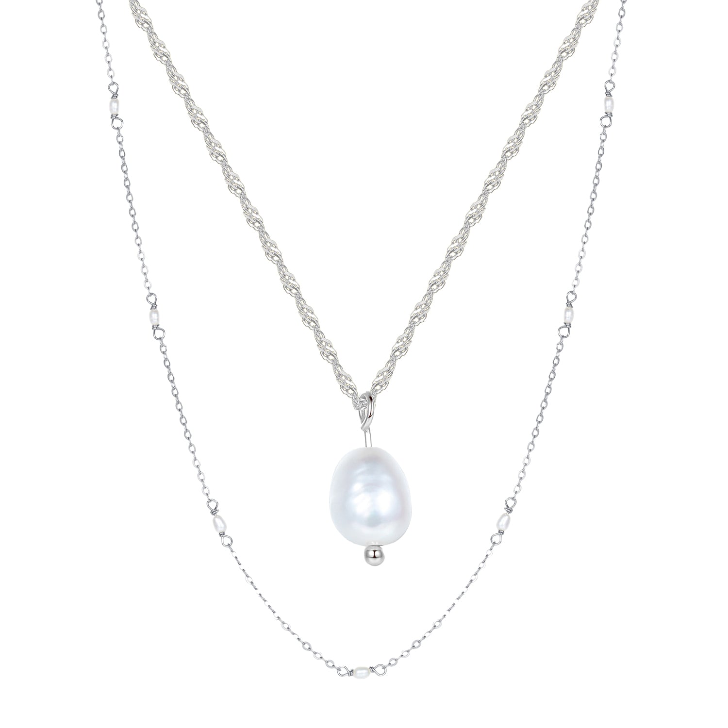 Set Collares Glamor Plata de Ley 925